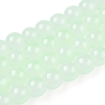 Baking Paint Imitation Jade Glass Round Bead Strands, Two Tone, Aquamarine, 6~6.5mm, Hole: 1mm