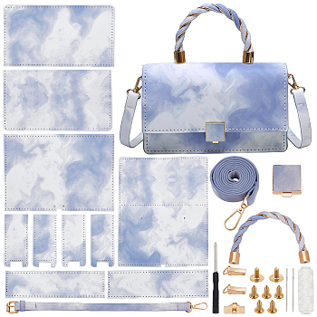 DIY Imitation Leather Sew on Women's Marble Pattern Handbag Making Kits, include Needle, Screwdriver, Thread, Clasp, Lilac, Finished: 13x20x7cm