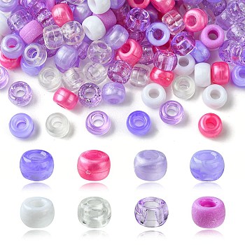 424G 8 Styles Plastic Pearlized Beads, Barrel, Plum, 9x6mm, Hole: 3.5~3.8mm, 53g/style