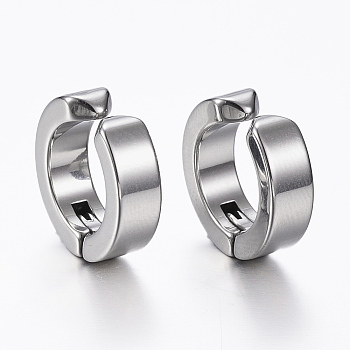 304 Stainless Steel Clip-on Earrings, Hypoallergenic Earrings, Stainless Steel Color, 13x4mm