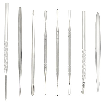 8Pcs 8 Style Stainless Steel Clay Clay Sculpture Tools Set, Stainless Steel Color, 13.3~16.1x0.3~1x0.4~0.6cm