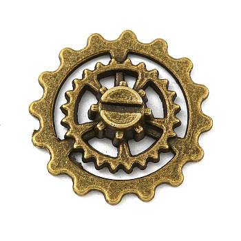 Tibetan Style Alloy Steampunk Pendants, Cadmium Free & Lead Free, Gear, Antique Bronze, 21.5x4mm, about 420pcs/1000g