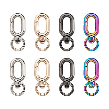 Biyun 8Pcs 4 Colors Zinc Alloy Swivel Clasps, Oval, Mixed Color, 39x16x7mm, Hole: 6x10mm, 2pcs/color