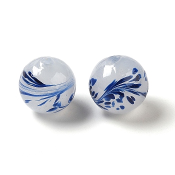 Handmade Lampwork Beads, Round, Royal Blue, 12.5x12mm, Hole: 1.8mm