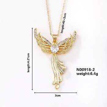 Fashionable and Elegant Butterfly Brass Pendant Necklaces, with Cable Chain for Women Girl, Golden, 15.75 inch(40cm)+5cm