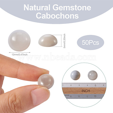 Natural Gray Agate Cabochons(G-R416-12mm-15)-3
