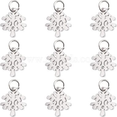 Stainless Steel Color Clear Tree Stainless Steel+Cubic Zirconia Charms