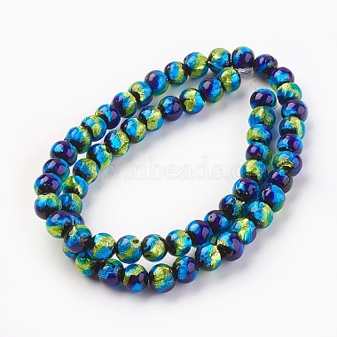 Medium Blue Round Silver Foil Beads