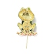 Frog with Bowknot Enamel Pin with Rhinestone(JEWB-D011-04KCG)-2