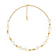 Collar de cuentas redondas planas y cuadradas de perlas naturales con cadenas de acero inoxidable para mujer(SX4591-1)-1