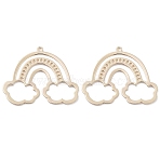 Brass Pendants, Cadmium Free & Nickel Free & Lead Free, Rainbow Charms, Real 18K Gold Plated, 25x30x1mm, Hole: 1.2mm(KK-B082-10G)