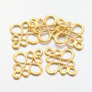 Tibetan Style Links connectors, Cadmium Free & Lead Free , Chinese knot, Golden, 22x18.5x1mm, Hole: 2.5x3mm(TIBE-4876-G-RS)