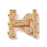 Brass Micro Pave Clear Cubic Zirconia Fold Over Clasps, Real 18K Gold Plated, 17x17x5mm, Hole: 1.2mm(KK-C076-03G)