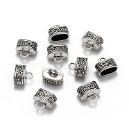 Alloy Cord Ends, Tibetan Style, Antique Silver, 13x15x9mm, 7x12mm inner Diameter, Hole: 4mm(PALLOY-I021-AS)