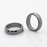 Non-Magnetic Synthetic Hematite Wide Band Rings, Faceted, Black, 19mm(RJEW-J005-04A)