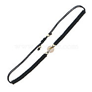Gemstone Round Braided Bead Bracelet, Black Adjustable Bracelet, Bead: 8mm(IG5594-14)