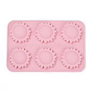 Food Grade Silicone Molds, Fondant Molds, For DIY Cake Decoration, Chocolate, Candy, UV Resin & Epoxy Resin Jewelry Making, Sun, Pink, 162x108x13.5mm, Sun: 40mm(X-DIY-L025-027)