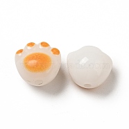 Opaque Acrylic Beads, Cat Paw, Orange, 11x12x9.7mm, Hole: 1.6mm(X1-FIND-I029-02A)