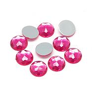 Acrylic Rhinestone Flat Back Cabochons, Faceted, Bottom Silver Plated, Half Round/Dome, Camellia, 25x5.5mm(GACR-Q008-25mm-10)