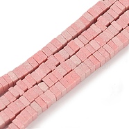 Natural Shoushan Stone Beads Stands, Dyed, Square, Light Salmon, 2.5x2.5x1~1.5mm, Hole: 0.5mm, about 239~289pcs/strand, 14.96~15.75''(38~40cm)(G-B098-02B)