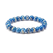 Natural Mashan Jade Round Beaded Stretch Bracelet, Gemstone Jewelry for Women, Blue, Inner Diameter: 2-1/8 inch(5.4cm), Beads: 8.5mm(BJEW-JB07970-01)