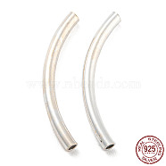 925 Sterling Silver Tube Beads, Curved Tube, Silver, 26x6x2mm, Hole: 1.4mm(STER-Q191-03C-S)