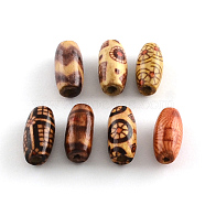 Printed Natural Wood Beads, Oval, Mixed Color, 15x7mm, Hole: 3mm, about 3174pcs/1000g(WOOD-R246-M)