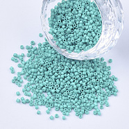 Baking Paint Cylinder Seed Beads, Uniform Size, Dark Turquoise, 1.5~2x1~2mm, Hole: 0.8mm, about 4000pcs/bag, about 50g/bag(SEED-Q036-02A-D05)