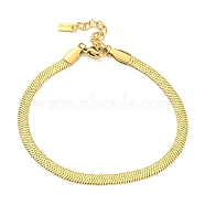 Ion Plating(IP) 304 Stainless Steel Herringbone Chain Bracelets for Women, Real 14K Gold Plated, 7-1/8 inch(18.1cm)(BJEW-A017-01G)