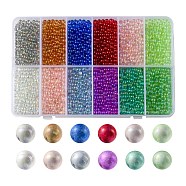 240G 12 Colors DIY 3D Nail Art Decoration Mini Glass Beads, Tiny Caviar Nail Beads, AB Color Plated, Round, Mixed Color, 3.5mm, 20g/color(MRMJ-YW0001-058)