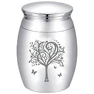 Alloy Cremation Urn, with Disposable Flatware Spoons, Silver Polishing Cloth & Velvet Packing Pouches, Tree of Life, 40.5x30mm(AJEW-CN0002-27E)