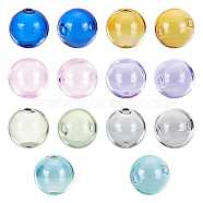 14Pcs 7 Colors Transparent Blow High Borosilicate Glass Globe Beads, Round, for DIY Wish Bottle Pendant Glass Beads, Mixed Color, 18x17mm, Hole: 2mm, 2pcs/color(GLAA-NB0001-62)