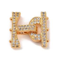 Brass Micro Pave Clear Cubic Zirconia Fold Over Clasps, Real 18K Gold Plated, 17x17x5mm, Hole: 1.2mm(KK-C076-03G)