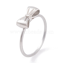 Non-Tarnish 304 Stainless Steel Bowknot Finger Ring for Women, Stainless Steel Color, US Size 6~9(16.5~18.9mm)(RJEW-C086-01-P)