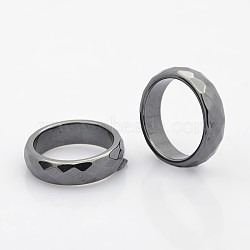 Non-Magnetic Synthetic Hematite Wide Band Rings, Faceted, Black, 19mm(RJEW-J005-04A)
