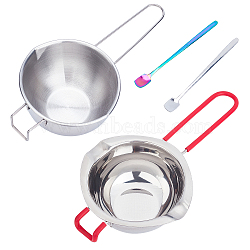 Bakeware Sets, Include 304 Stainless Steel Melting Pot and Spoon, for Chocolate, Butter Melting, Mixed Color, 24x12.3x6.5cm, Inner Diameter: 10.8cm, 1pc(STAS-PH0019-72)