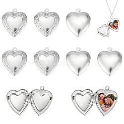 20Pcs 316 Stainless Steel Locket Pendants, Photo Frame Charms for Necklaces, Heart, Stainless Steel Color, 22.5x19x5mm, Hole: 1.6mm, Inner Diameter: 13.5x11mm(STAS-UN0055-96)