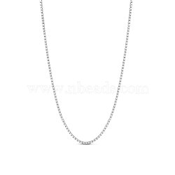 SHEGRACE 925 Sterling Silver Box Chain Necklaces, Carved with S925, Platinum, 17.7 inches(45cm)0.8mm(JN736A)