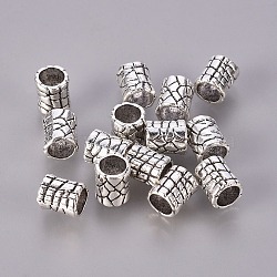 Tibetan Style Alloy Beads, Lead Free & Cadmium Free, Column, Antique Silver, about 6mm in diameter, 7mm long, hole: 4mm(X-LF0979Y)