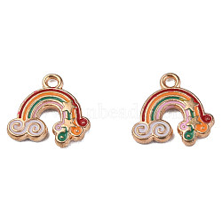 Alloy Enamel Charms, Cadmium Free & Lead Free, Rainbow with Star, Light Gold, Colorful, 13.5x14.5x2mm, Hole: 1.6mm(PALLOY-N160-90)