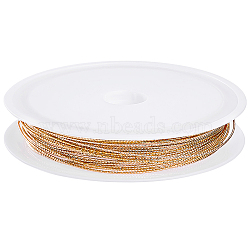 Beebeecraft 10M Copper Wire for Jewelry Making, Textured Round, Real 18K Gold Plated, 21 Gauge, 0.7mm(CWIR-BBC0001-01)