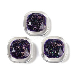 Transparent Epoxy Resin Glitter Powder Decoden Cabochons, Square, Indigo, 23x23x8.3mm(CRES-S367-17B)