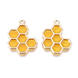 Alloy Pendants, with Enamel, Honeycomb, Golden, Gold, 21x17x1.5mm, Hole: 1.6mm(X-ENAM-R053-001B)