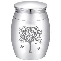 Alloy Cremation Urn, with Disposable Flatware Spoons, Silver Polishing Cloth & Velvet Packing Pouches, Tree of Life, 40.5x30mm(AJEW-CN0002-27E)