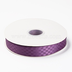 Polyester Ribbons, Grid Pattern, for DIY Gift Packing, Purple, 1 inch(26mm), about 100 yard/roll(91.44m/roll)(OCOR-O011-B01)
