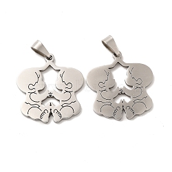 Non-Tarnish 201 Stainless Steel Pendants, Baby Charms, Stainless Steel Color, 25x23x1.4mm, Hole: 6.5x3.3mm(STAS-K251-030P)