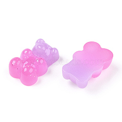 Gradient Color Opaque Resin Cabochons, with Glitter Powder Bear, Violet, 17.5x11x6.5mm(CRES-R196-02G)