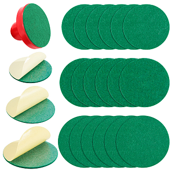 CHGCRAFT 18Pcs 3 Style Air Hockey Mallet Felt Pads Replacement, Air Hockey Pushers Pad, Self Adhesive FeLt Sticker, Flat Round, Dark Green, 59~94x2mm, 6pcs/style