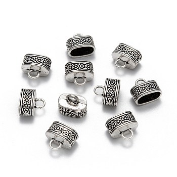 Alloy Cord Ends, Tibetan Style, Antique Silver, 13x15x9mm, 7x12mm inner Diameter, Hole: 4mm