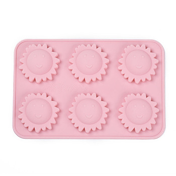 Food Grade Silicone Molds, Fondant Molds, For DIY Cake Decoration, Chocolate, Candy, UV Resin & Epoxy Resin Jewelry Making, Sun, Pink, 162x108x13.5mm, Sun: 40mm